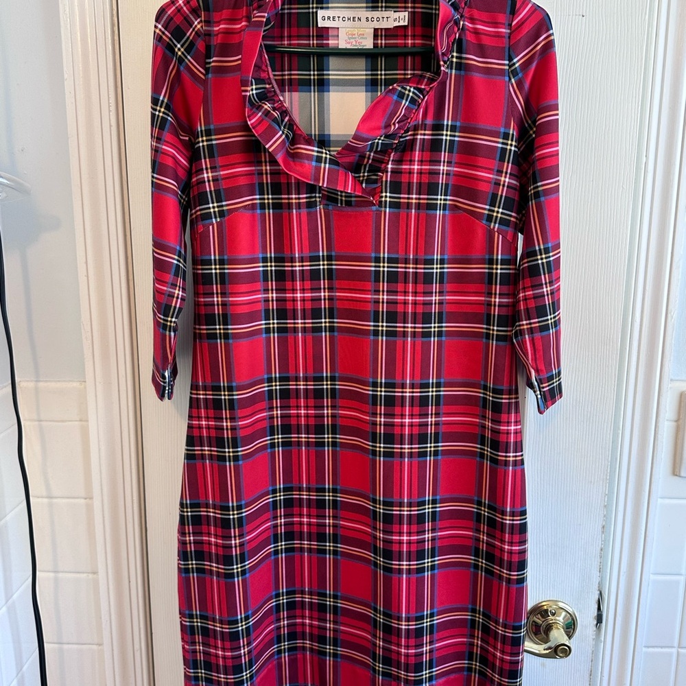 Gretchen Scott Designs Vibrant Plaid Long Sleeve Dress